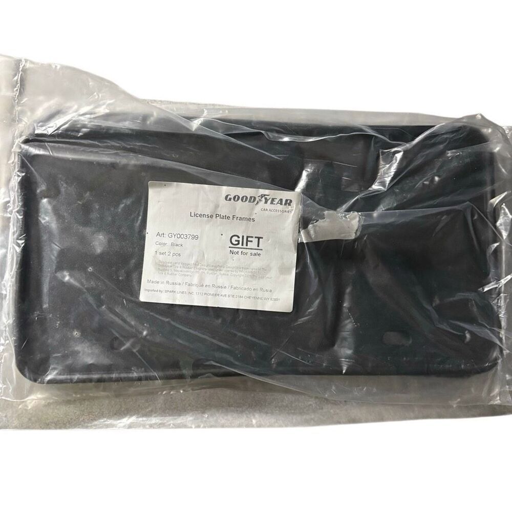 GoodYear GY003799 Black License Plate Frames Set Of 2 New